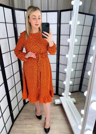 Легкое весеннее платье оранжевый цвет размер 48-50, 52-54, 56-58 (xl, 2xl, 3xl, 4xl, 5xl)8 фото