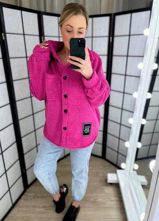 Женская рубашка тедди цвет малина/розовый 42-44, 46-48