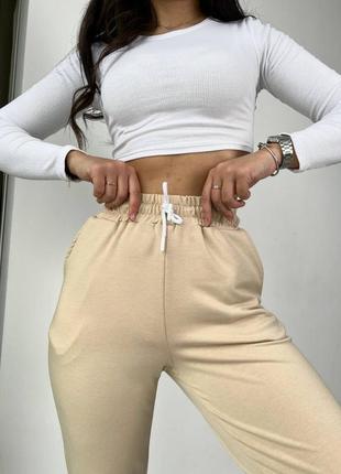 Женские брюки джоггеры в спортивном стиле бежевый цвет 42-44, 46-48, 50-52