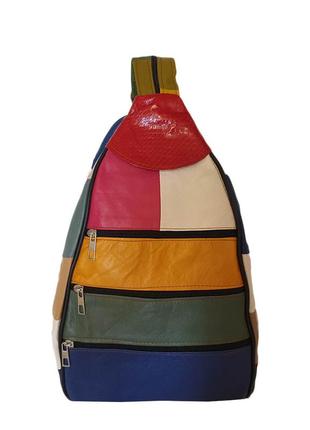 Рюкзак-сумка кожа яркий