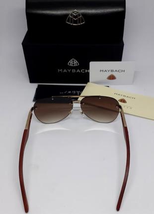 Maybach стильные мужские солнцезащитные очки коричневый градиент дужки деревянные6 фото