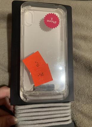 Чохол із мотузочком на iphone x. прозрачний кейс.