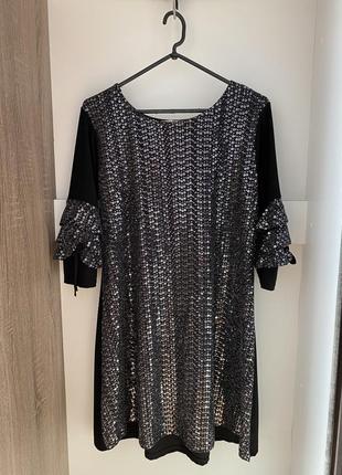Платье черное в блестке