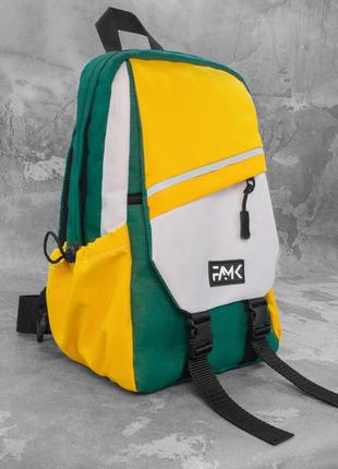 Рюкзак слінг famk зелений/жовтий3 фото