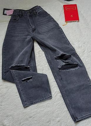 Брюки момс, джинсы трендовые прямые plt