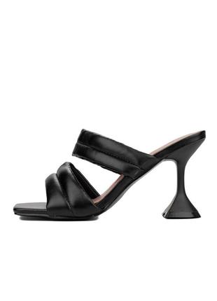 Босоножки на каблуках с квадратным носком эко кожа карамель белые черные3 фото