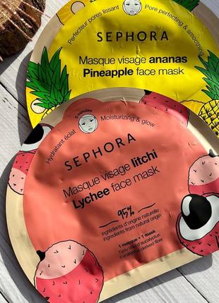 💦тканевая маска увлажняющая sephora clean face mask lychee - moisturizing and glow💦