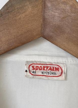 Белая баварская тирольская блузка винтаж с вышивкой крестиком5 фото