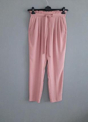 Висока посадка,припорошено рожевий_легкі стильні брюки_