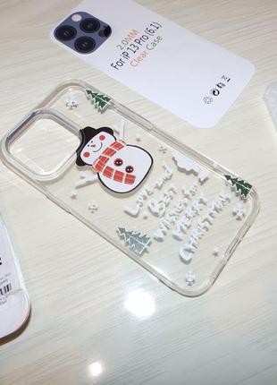 Чохол для iphone 13 pro clear case сніговик