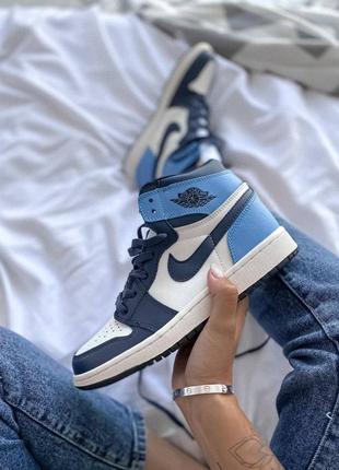 Кроссовки кросівки nike air jordan 1 retro high patent toe blue white5 фото