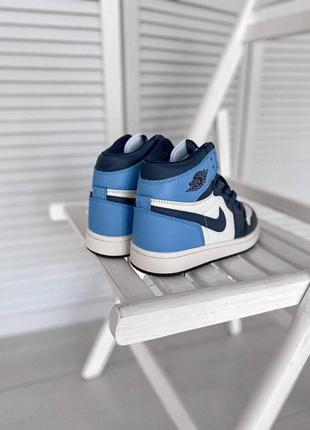 Кроссовки кросівки nike air jordan 1 retro high patent toe blue white2 фото