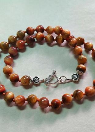 Намисто з рожевого тигрового ока