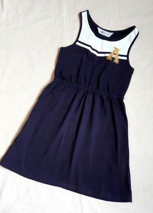 Платье сарафан h&m швеция синее хлопковое на 6-8 лет1 фото