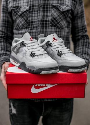 Кроссовки air jordan retro 4 "white grey"