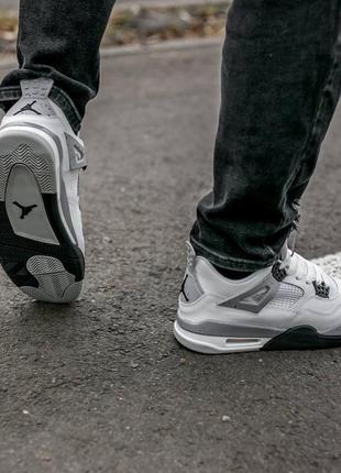 Кроссовки air jordan retro 4 "white grey"8 фото