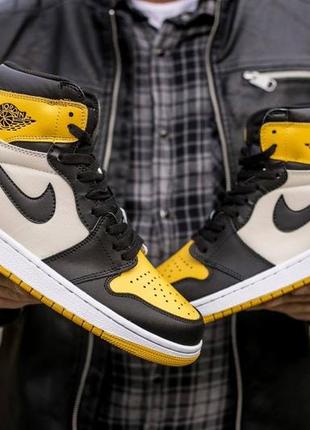 Кроссовки air jordan retro 1 "black yellow"