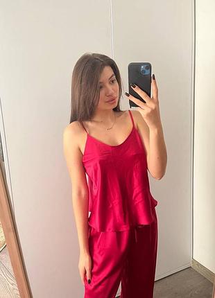 Шовкова піжамка майка та штани, ніжна піжама шовк маєчка та штанці5 фото