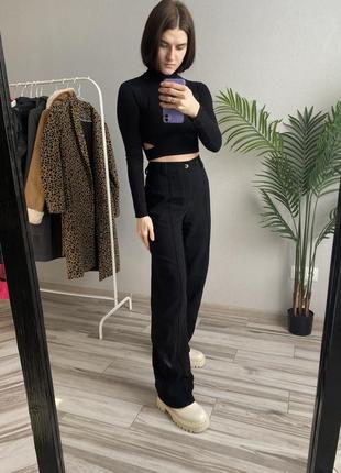 Zara чорні жіночі прямі брюки класичні штани брюки чорні7 фото