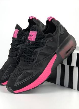 Кроссовки женские adidas zx 2k boost черные розовые / кросівки жіночі адидас адідас чорні кроссы3 фото
