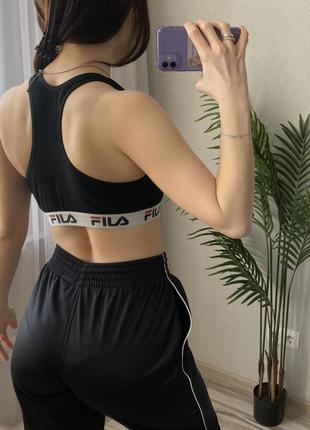 Fila топ черный женский короткий спортивный для спорта фила3 фото