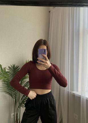 Эластичный топ лонг для спорта спортивный повседневный лонг лонгслив укороченный укороченная кофта