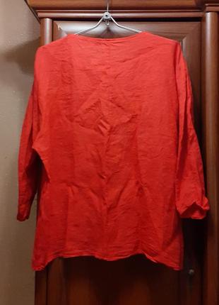 Лляна блуза льон блузка червона3 фото