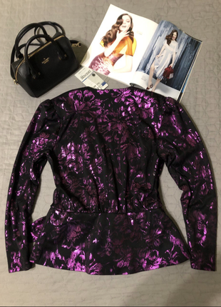 Новая, тренд 2024! английская блуза в фиолетовый блестящий принт, р. s-м-l, винтаж6 фото