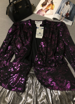Новая, тренд 2024! английская блуза в фиолетовый блестящий принт, р. s-м-l, винтаж7 фото