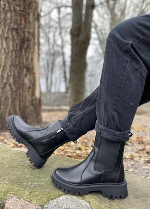 Стильні жіночі черевики / чорні універсальні ботінки для жінок6 фото