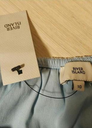 Топ кроп блуза сітка рюші на плечі небесно-голубого кольору бренд river island, р.106 фото