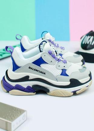 Шикарні кросівки triple s зі шкіри та замші (36-40)