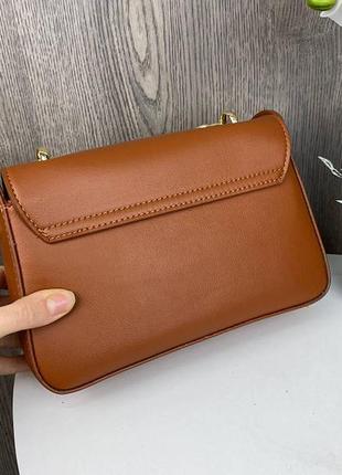 Жіноча мінісумка клатч із ланцюжком, якісна сумочка на плече світло-коричневий5 фото
