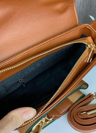 Жіноча мінісумка клатч із ланцюжком, якісна сумочка на плече світло-коричневий8 фото