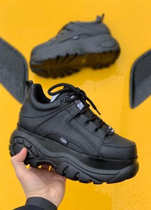 Шикарні жіночі кросівки на платформі buffalo black 😍 (весна/ літо/ осінь)