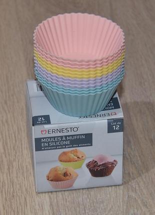 Силиконовые формы ernesto. 12 шт германия формочки для кексов маффинов набор выпечки капкейков комплект формочек корзинки корзиночки силикон tescoma