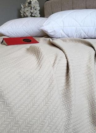 Покривало піке косичка, вершковий беж