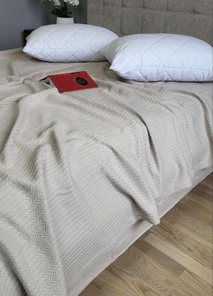 Покривало піке косичка, вершковий беж