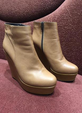 Новые нюдовые ботильоны на платформе, натуральная кожа