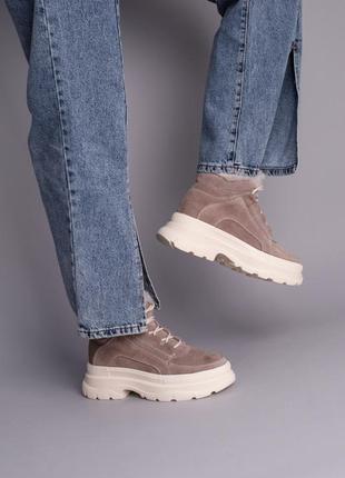 Ботинки женские замшевые  на шнурках, зимние6 фото