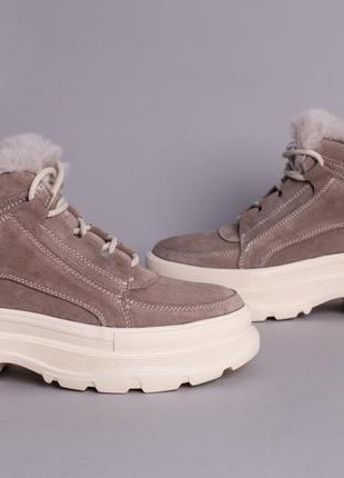 Ботинки женские замшевые  на шнурках, зимние5 фото