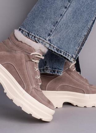 Ботинки женские замшевые  на шнурках, зимние4 фото