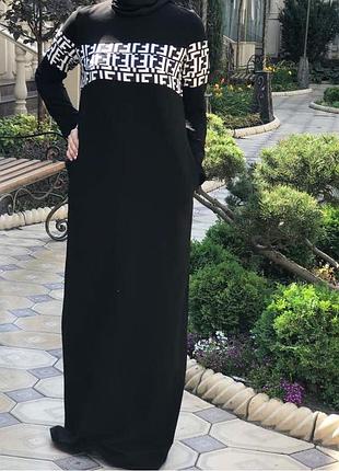 Платье макси с  принтом весна осень