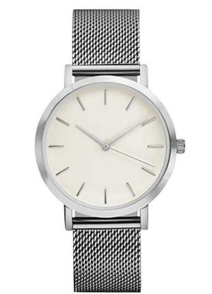 Мужские наручные часы geneva серебристые металлические с белым циферблатом