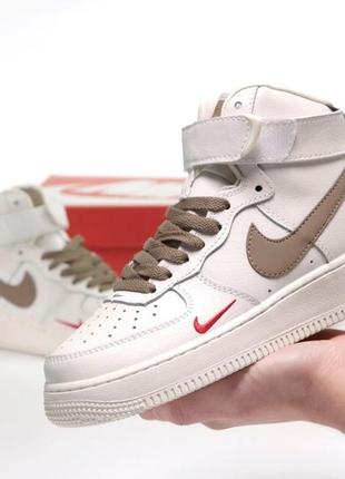 Женские высокие кожаные кроссовки nike air f0rce #найк