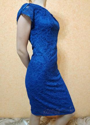 Синее платье из гипюра на подкладке