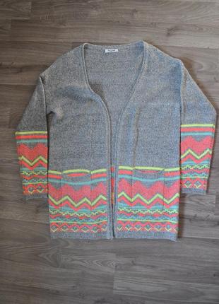 Сірий Кардиган з кислотними кольорами / сірий кардиган з кислотними кольорами tailya