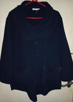 Эффектный жакет-блузон с карманами и удлинённой спинкой,бохо,большого размера,frida2 фото