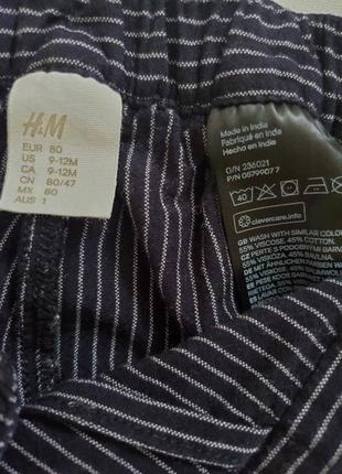 Фирменные легкие летние штанишки h&m, размер 80/9-12мес.6 фото