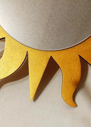 Деревянное золотое зеркало солнце, декоративное зеркало в форме солнца